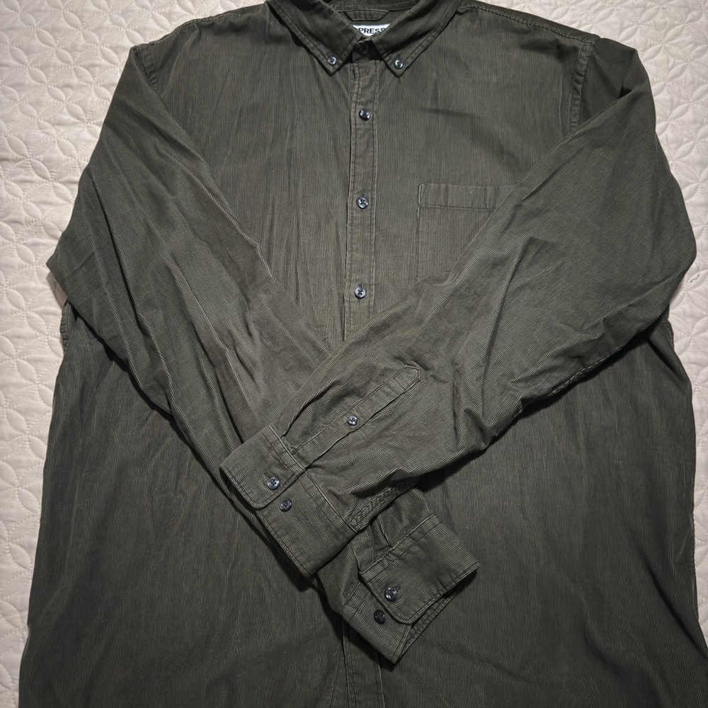 Express Green Casual Button Down Shirt